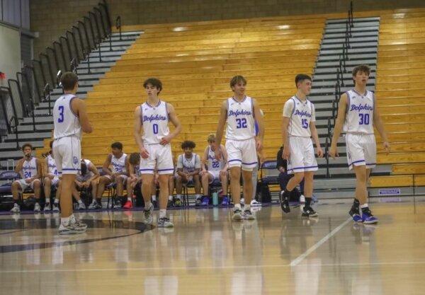The Dana Hills High School boys' basketball team at a recent game. (Courtesy of Dana Hills High School)