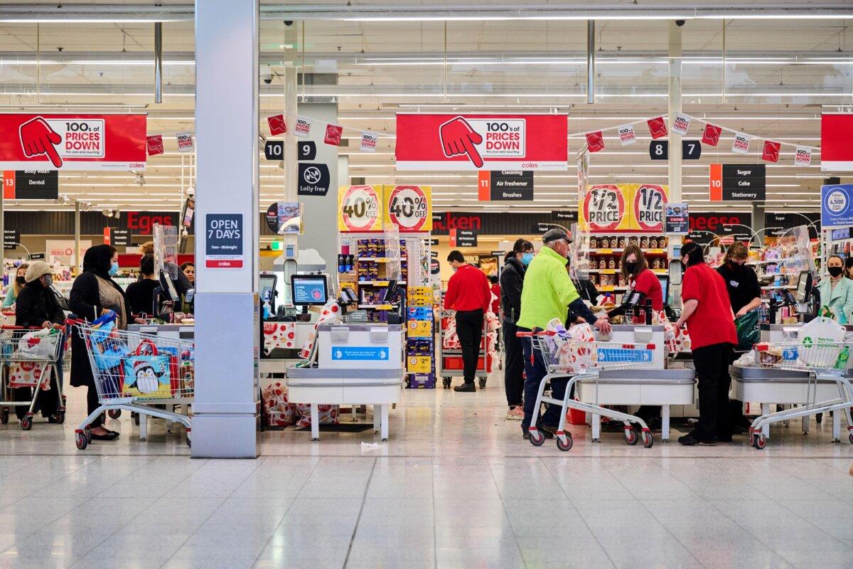 Residents shop at a supermarket in Canberra, Australia, on Aug. 12, 2021. (Rohan Thomson/AFP via Getty Images)