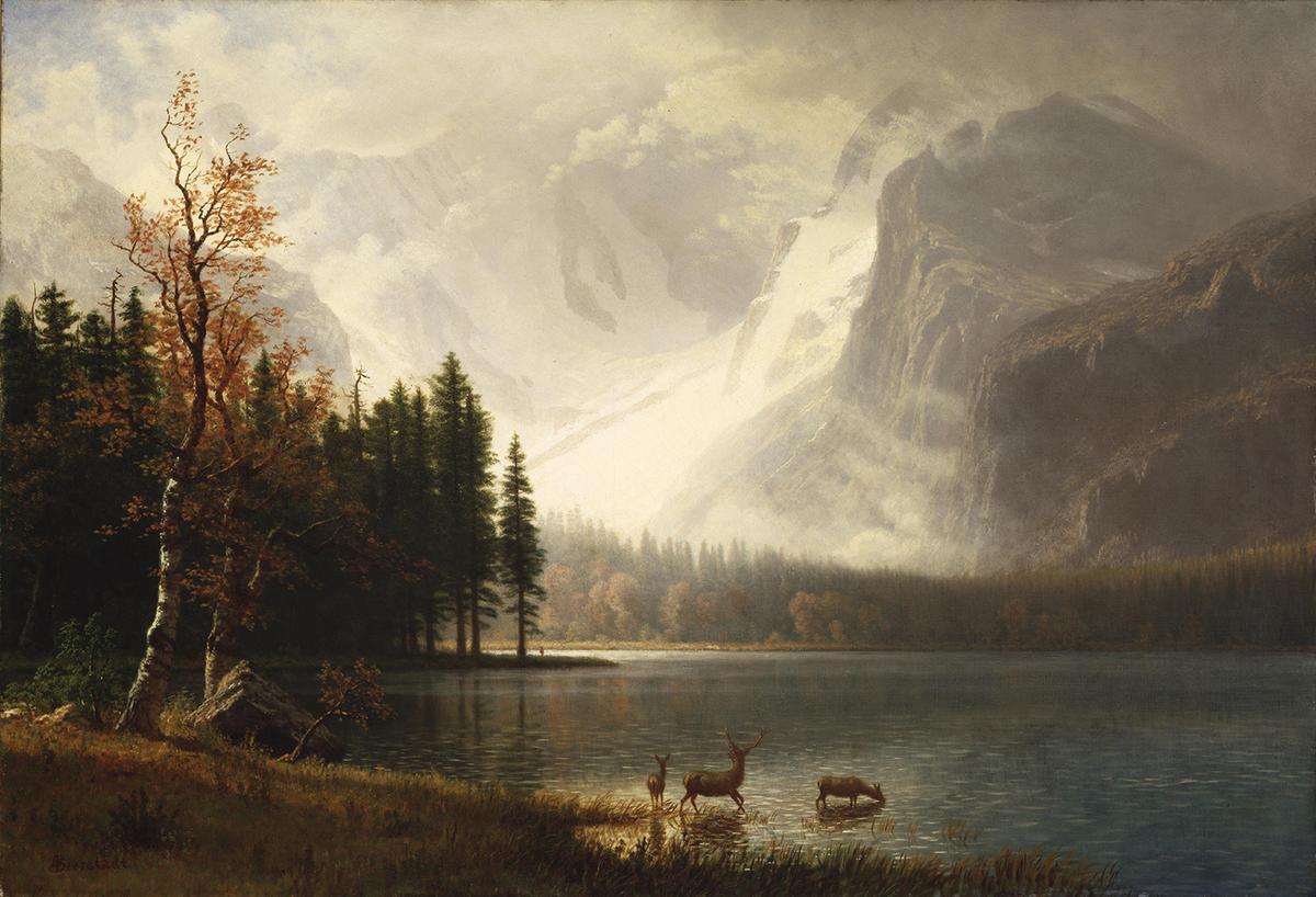 "Estes Park, Colorado, Whyte's Lake," circa 1877, by Albert Bierstadt. Oil on canvas; 30 inches by 43.75 inches. Whitney Western Art Museum, Buffalo Bill Center of the West, Cody, Wyoming. (Public Domain)