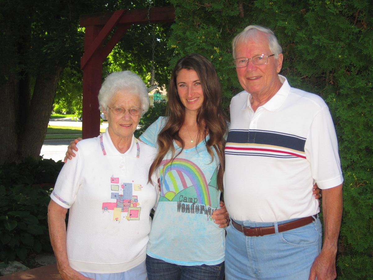 Mrs. Banther with her grandparents. (Courtesy of Tonya Banther)