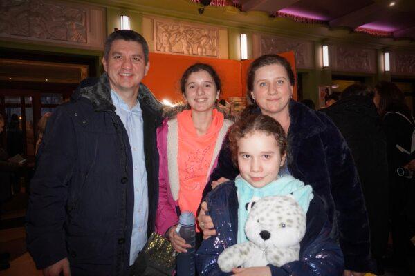 Miroslav and Alina Unipan attended a Shen Yun Performing Arts matinee with their children at Eventim Apollo in London, U.K., on Jan. 27, 2024. (Mary Mann/The Epoch Times)