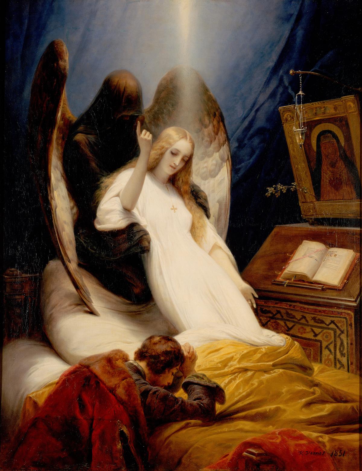"The Angel of Death," 1851, by Horace Vernet. Oil on canvas. Hermitage Museum, St. Petersburg, Russia. (Public Domain)