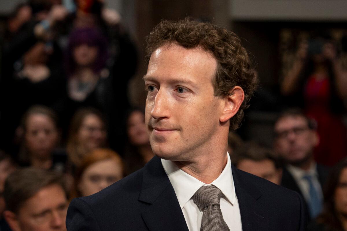 Meta founder and CEO Mark Zuckerberg arrives to testify before the Senate Judiciary Committee in Washington on Jan. 31, 2024. (Madalina Vasiliu/The Epoch Times)
