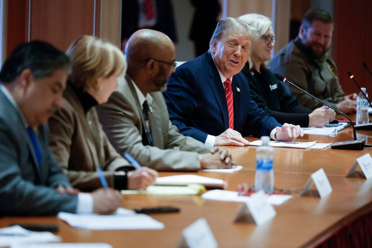 Former President Donald Trump meets with leaders of the International Brotherhood of Teamsters, in Washington, on Jan. 31, 2024. (Chip Somodevilla/Getty Images)
