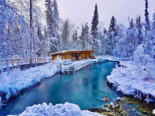 The hot springs never cool down at Liard River Hot Springs Provincial Park, not even in the winter. (Northern BC Tourism/Chris Gale)