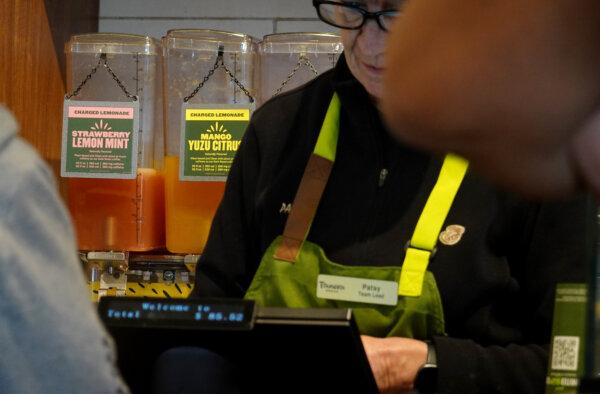 A worker is seen at a Panera Bread restaurant in Novato, Calif., on Nov. 1, 2023. (Justin Sullivan/Getty Images)