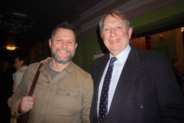 Nicholas Peters (L) and his father, Roger Peters, attended Shen Yun Performing Arts at London’s Eventim Apollo on Feb. 1, 2024. (Mary Mann/The Epoch Times)