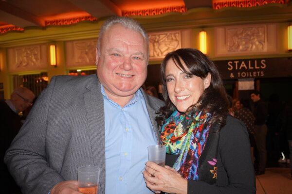 Nadine King (R) and her friend Stephen Geaney attended Shen Yun Performing Arts at London’s Eventim Apollo on Feb. 1, 2024. (Mary Mann/The Epoch Times)