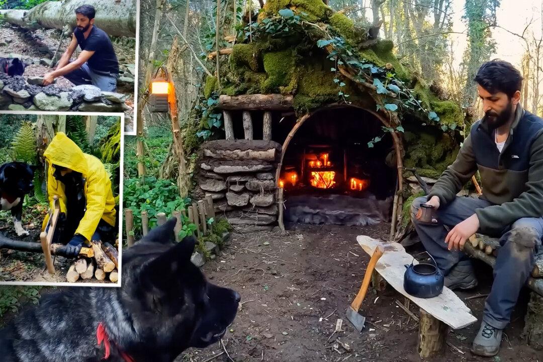 VIDEO: Man Spends 30 Days in the Wild Forest With His Dog, Builds 8 Bushcraft Shelters With Rocks and Wood