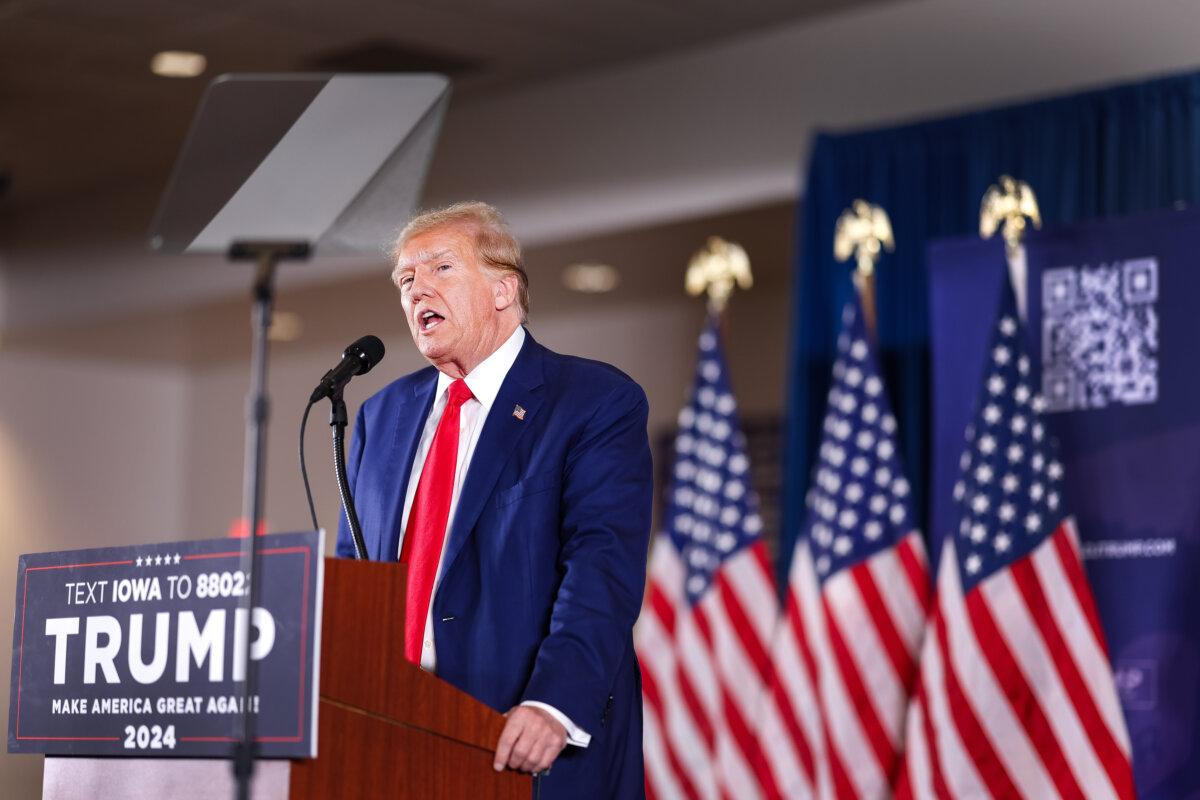 Former President Donald Trump speaks during a rally in Sioux Center, Iowa, on Jan. 05, 2024. (Scott Olson/Getty Images)