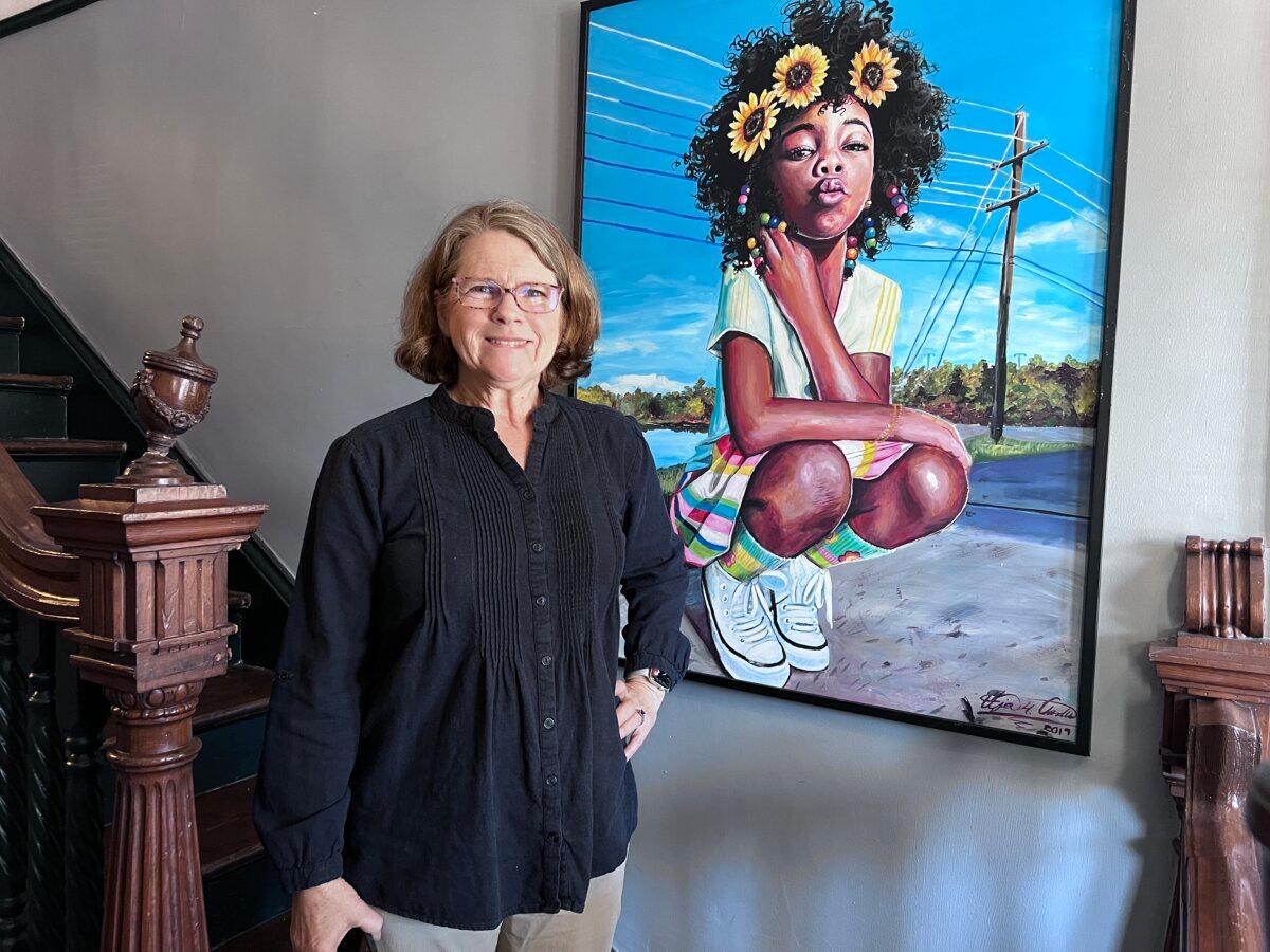 Valerie Moore, chair of the Richland County Democratic Party, at the group’s headquarters in Columbia, S.C., on Feb. 1, 2024. (Lawrence Wilson/The Epoch Times)