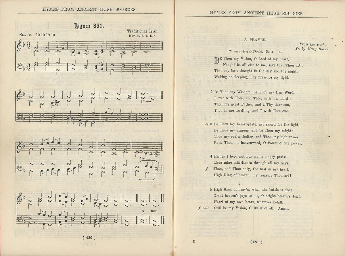 The first publication of "Be Thou My Vision" (from the translated  Irish poem to the traditional Irish tune "Slane") in the 1919 "Church Hymnal with Accompanying Tunes." (Public Domain)