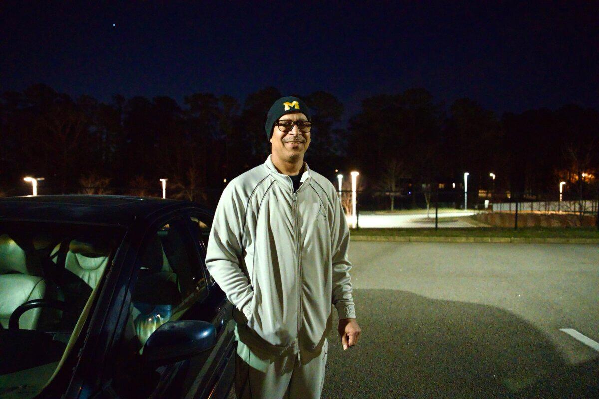 Steven Williams comes out of a polling site on Democratic primary election day in Irmo, S.C., on Feb. 3, 2024. (Madalina Vasiliu/The Epoch Times)