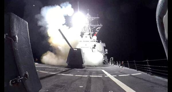 A Tomahawk land attack missile (TLAM) is launched from USS Gravely against Houthi targets in Yemen, on Feb. 3, 2024. (U.S. Central Command/Handout via Reuters)