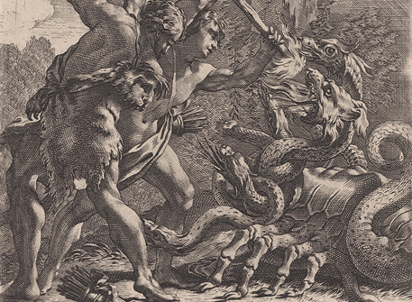 Detail of “Hercules and the Hydra,” 1651 by Michel Dorigny after Simon Vouet. Metropolitan Museum of Art, New York. (Public Domain)