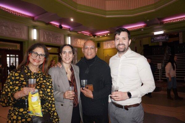 (L–R) Maria Perez, Gizelle Saxby, Bires Perez, and Craig Saxby attended Shen Yun Performing Arts in London on Feb. 4, 2024. (Mary Mann/The Epoch Times)