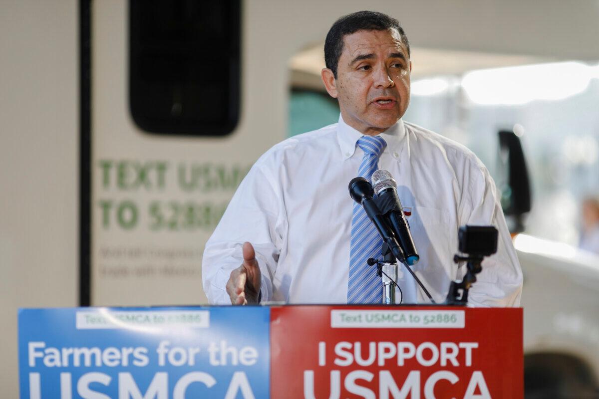 Rep. Henry Cuellar (D-Texas) delivers remarks during a rally for the passage of the USMCA trade agreement in Washington on Sept. 12, 2019, (Tom Brenner/Getty Images)