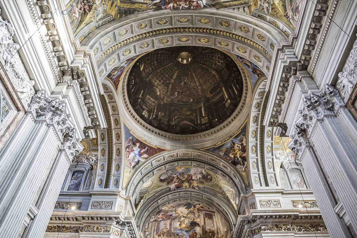 The dome fresco ceiling by Andrea Pozzo in the Church of St. Ignatius of Loyola. (Shutterstock/Fabianodp)