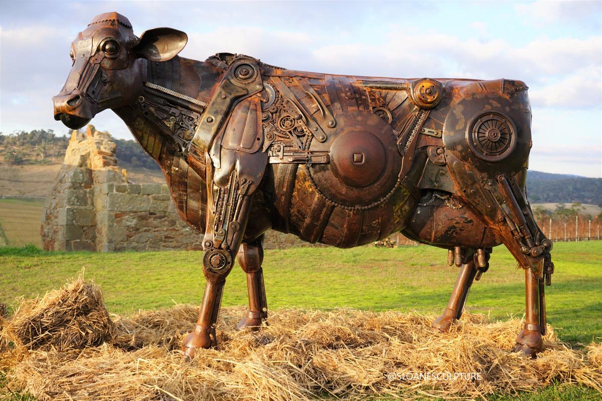 "I think I captured the gentleness of the dairy cow," says the artist. (Courtesy of <a href="https://www.instagram.com/sloanesculpture/">Matt Sloane</a>)