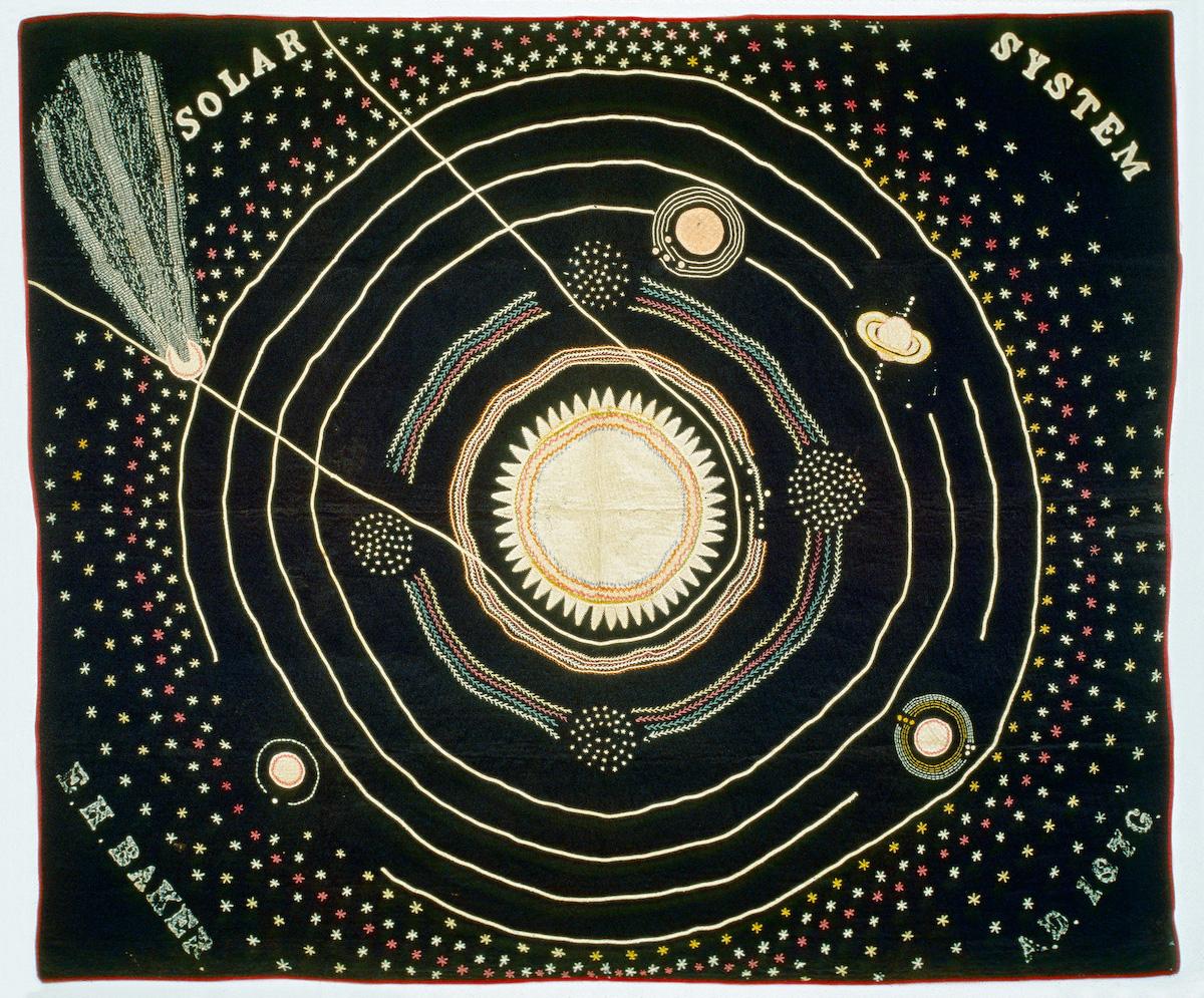 The "Solar System Quilt" by Ellen Harding Baker, completed in 1883. (<a href="https://americanhistory.si.edu/collections/nmah_556183">Public Domain</a>)