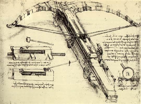 Leonardo's design for a giant crossbow from the Codex Atanticus. (Public Domain)