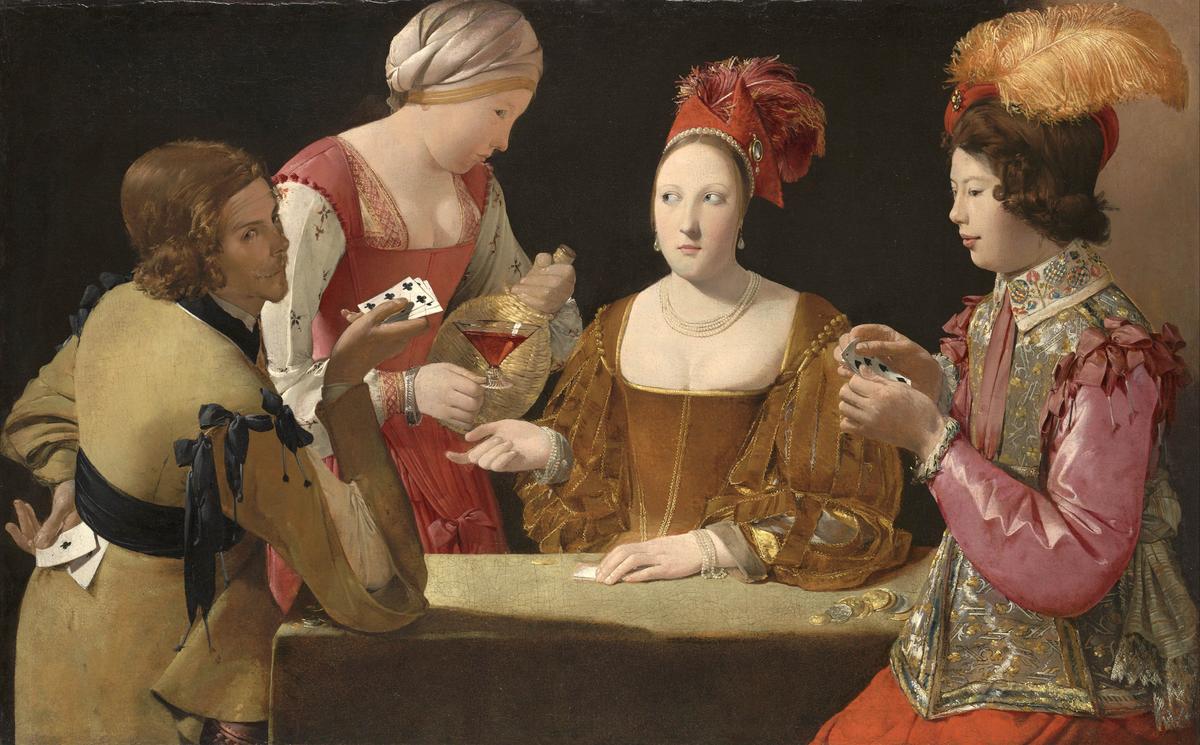 "The Cheat With the Ace of Clubs," circa 1630–1634, by Georges de La Tour. Oil on canvas; 38 1/2 inches by 61 1/2 inches. Kimbell Art Museum, Forth Worth, Texas. (Public Domain)