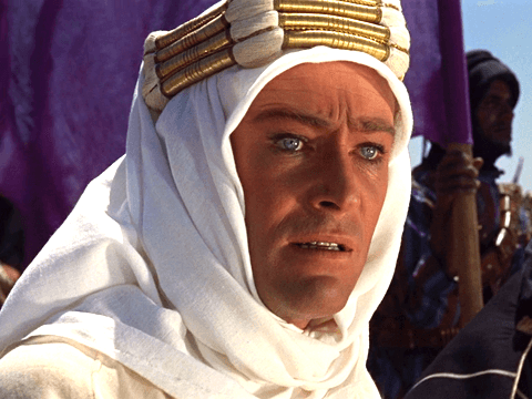 Peter O'Toole as T.E. Lawrence, in the 1962 film "Lawrence of Arabia." (Public Domain)
