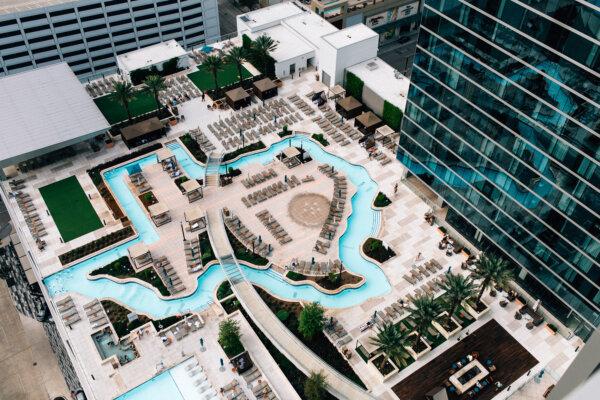 The Texas-shaped lazy river at the Marriott Marquis Houston. (Marriott Marquis Houston/TNS)