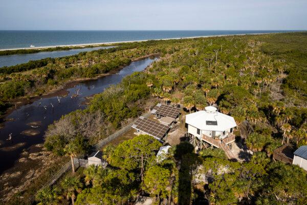Ranger Tod Cornell is the only full-time resident at Anclote Key Preserve State Park, living in an off-grid house, on Dec. 10, 2023. (Patrick Connolly/Orlando Sentinel)