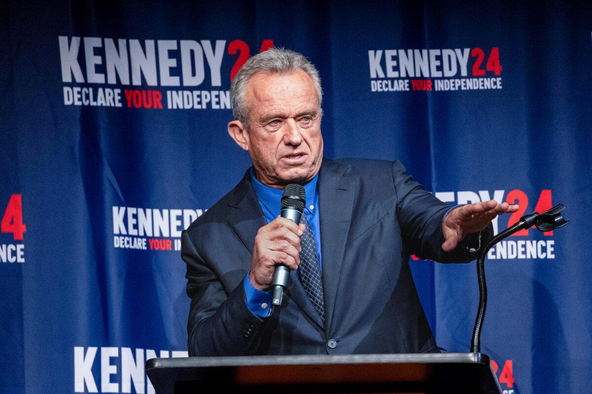 Independent presidential candidate Robert F. Kennedy Jr. speaks during a campaign event "Declare Your Independence Celebration" at Adrienne Arsht Center for the Performing Arts of Miami-Dade County in Miami, Fla., on Oct. 12, 2023. (Eva Marie Uzcategui/Getty Images)