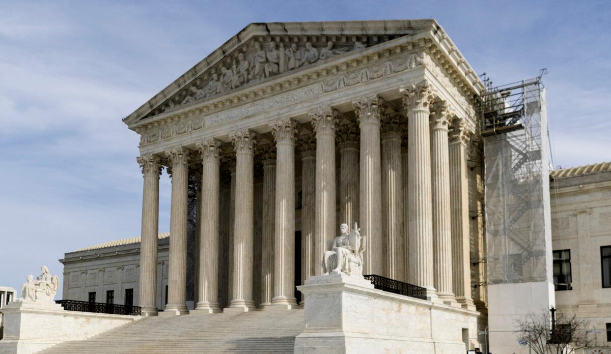 Colorado Secretary of State Jena Griswold speaks to reporters outside the U.S. Supreme Court on Feb. 8, 2024 in Washington. (Julia Nikhinson/Getty Images)