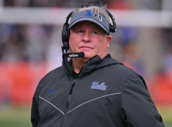 Former head coach Chip Kelly of the UCLA Bruins looks on during the first half of the Tony the Tiger Sun Bowl game against the Pittsburgh Panthers in El Paso, Texas, on Dec.r 30, 2022. (Sam Wasson/Getty Images)