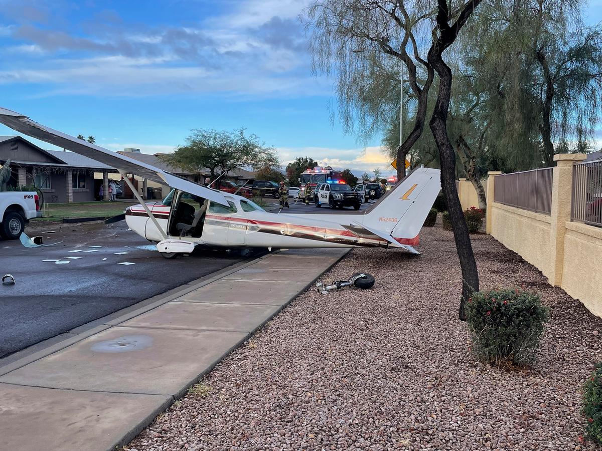 No One Hurt When Small Plane Makes Crash Landing on Residential Street in Suburban Phoenix
