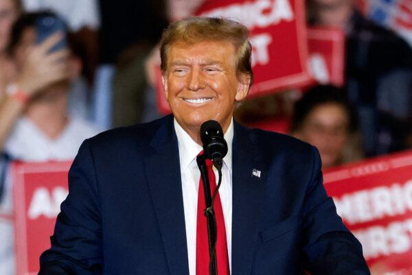 Former President and 2024 presidential hopeful Donald Trump speaks at a "Get Out the Vote" Rally in Conway, S.C., on Feb. 10, 2024. (Julia Nikhinson/AFP via Getty Images)