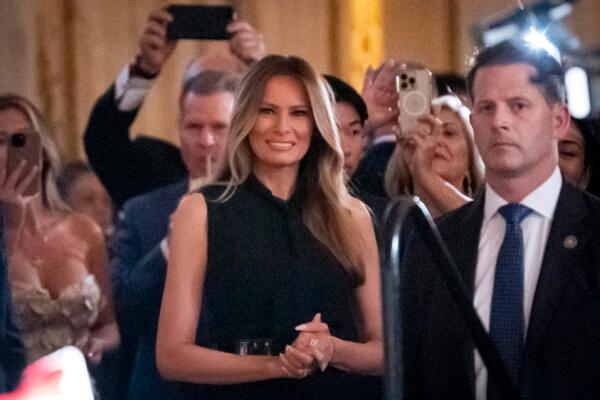Former First Lady Melania Trump attends an event organized by Trumpettes USA at the Mar-a-Lago Club in Palm Beach, Fla., on Feb. 10, 2024. (Madalina Vasiliu/The Epoch Times)