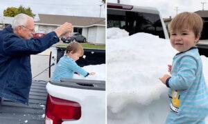 Elderly Couple Drives 86 Miles to Bring Snow to Their Great-Grandson Who Had Never Seen It Before