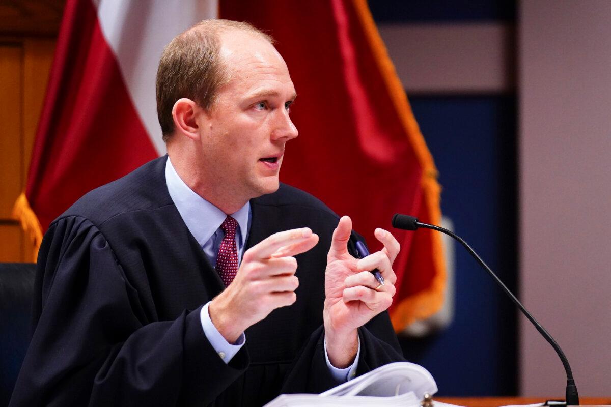 Judge Scott McAfee speaks during a hearing in the 2020 Georgia election interference case at the Fulton County Courthouse in Atlanta, on Dec. 1, 2023. (John David Mercer/Pool via Getty Images)