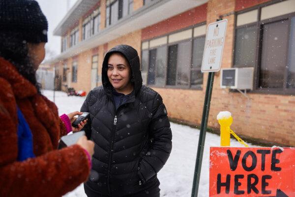 Veronica Rojas after she voted at McKenna Elementary School in Massapequa, N.Y., on Feb. 13, 2024. (Samira Bouaou/The Epoch Times)