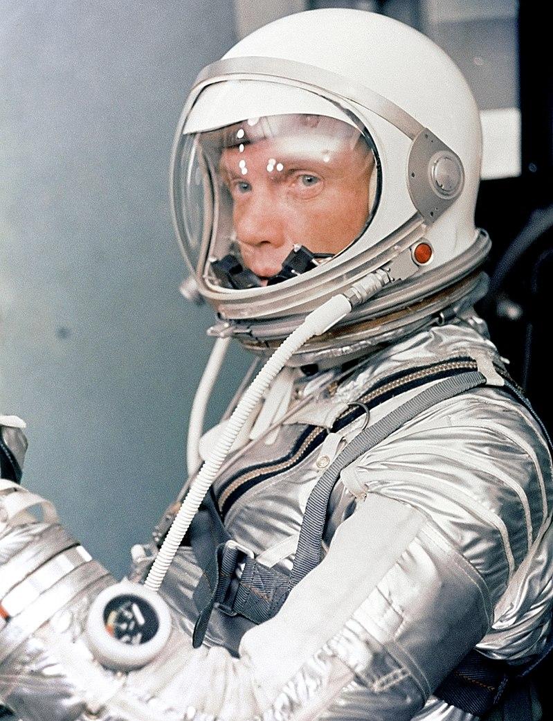 John Glenn in his Mercury spacesuit in 1962. NASA. (Public Domain)