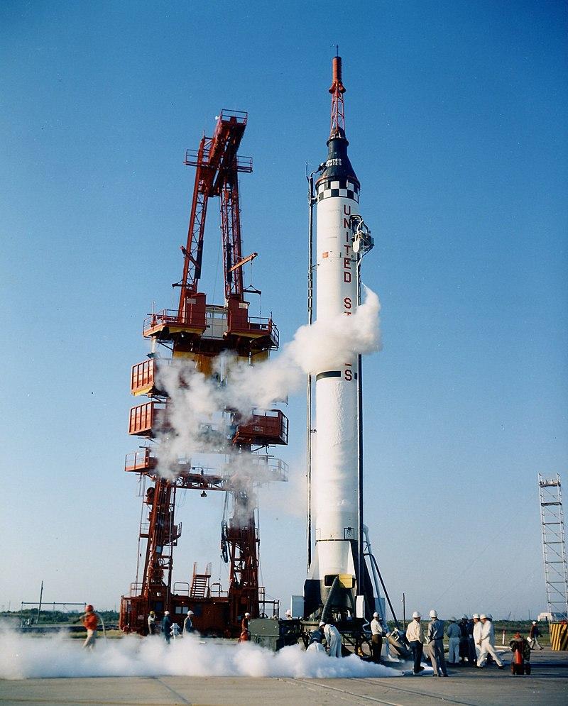 Preparations to launch Mercury-Redstone 1 at Cape Canaveral's Launch Complex 5, 1960. NASA. (Public Domain)