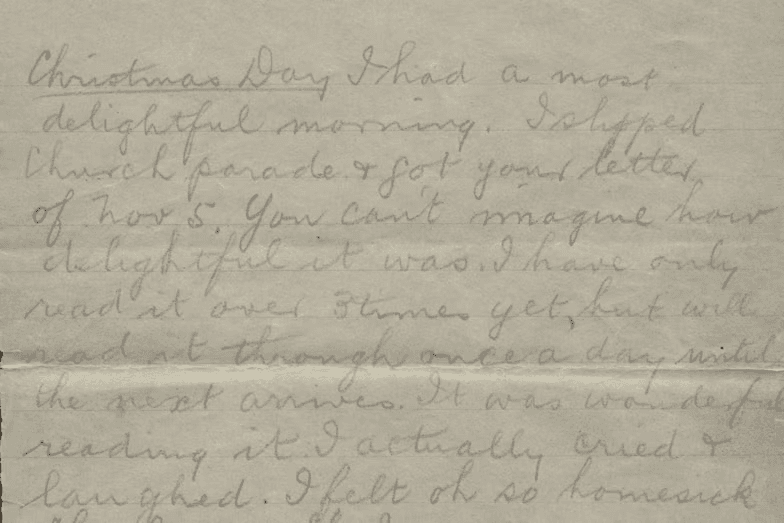 An excerpt from the love letter written by the man only hours before his death at Gallipoli. (Courtesy of the Australian War Memorial)
