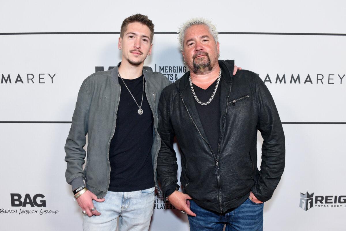 Hunter Fieri and Guy Fieri attend Big Game Kick-Off Event at Academy LA in Los Angeles, Calif., on Feb. 09, 2022. (Vivien Killilea/Getty Images)
