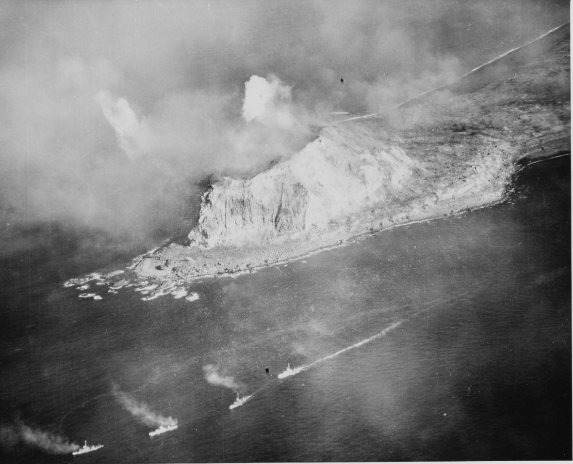 A view of Mount Suribachi from the southern tip of the island of Iwo Jima. (Public Domain)
