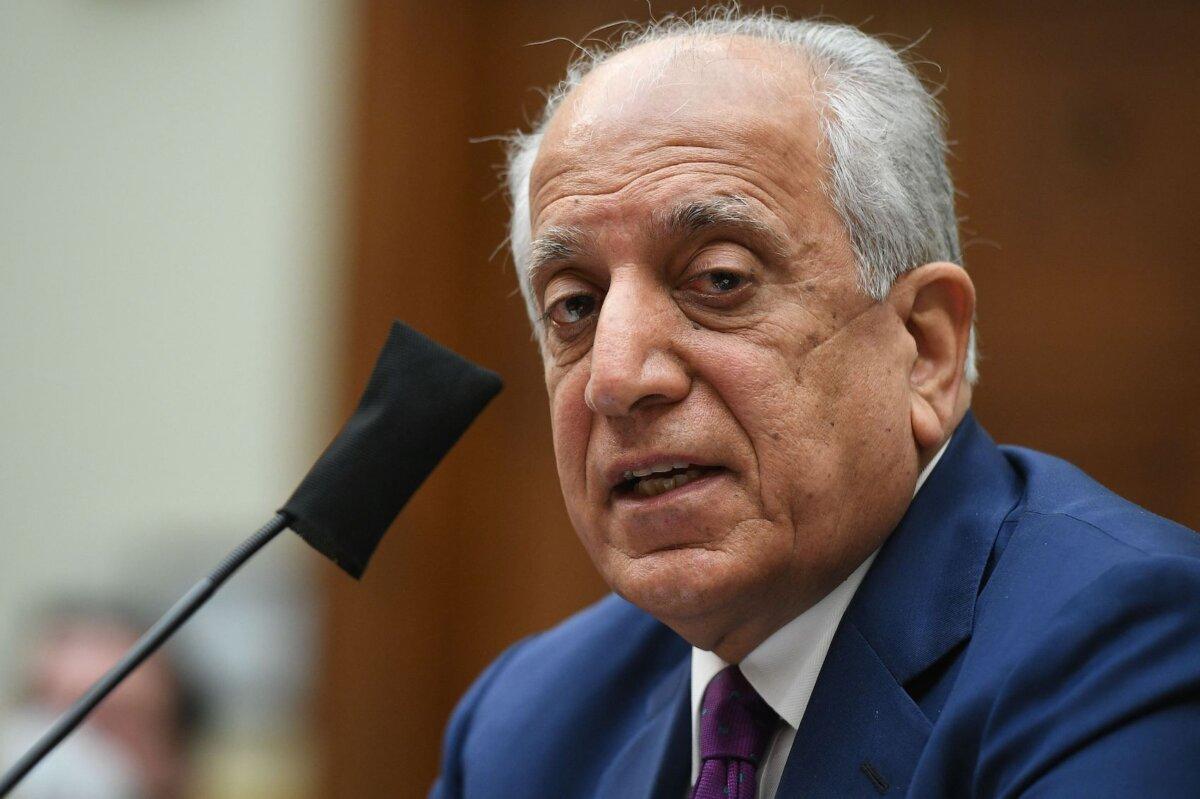 Zalmay Khalilzad, the then-special representative on Afghanistan reconciliation, speaks during a House Foreign Affairs Committee hearing on the U.S.-Afghanistan relationship following the military withdrawal on Capitol Hill in Washington on May 18, 2021. (Mandel Ngan/AFP via Getty Images)