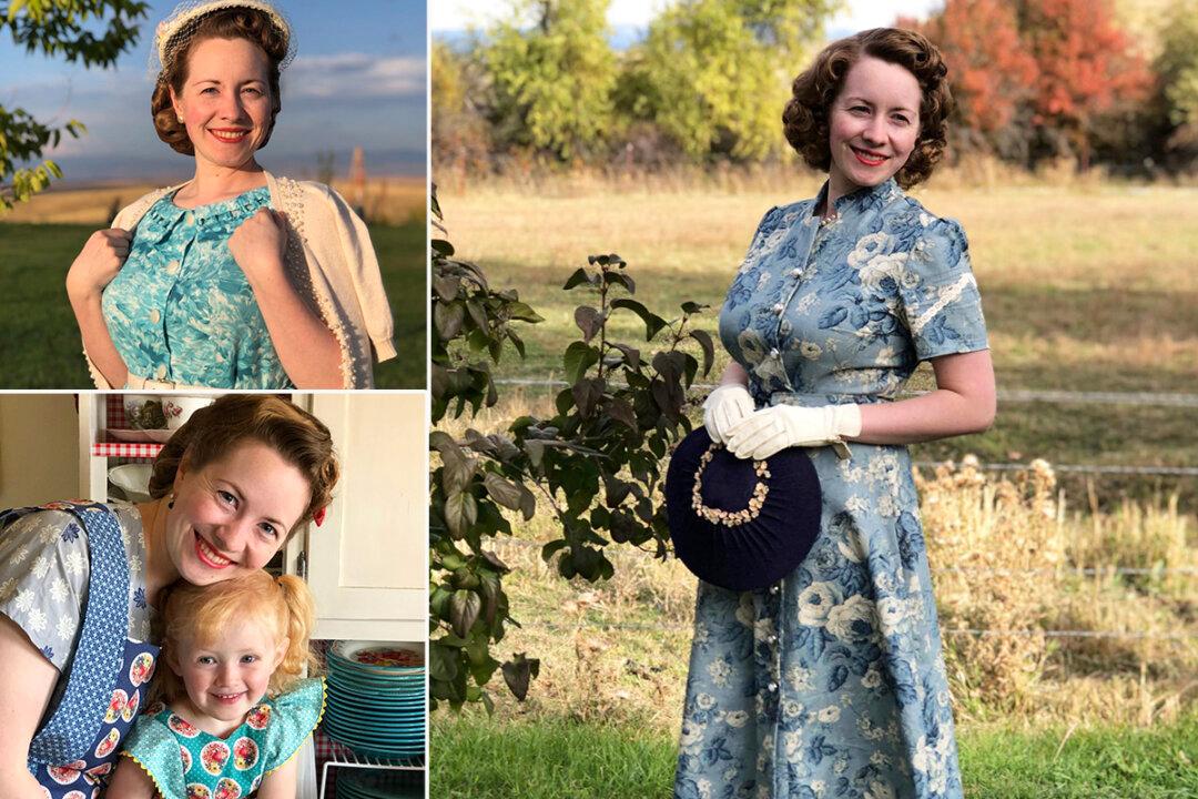 ‘The Glory and Joy of Womanhood’: Mom of 4 Crochets and Sews Vintage Dresses for Herself and Kids