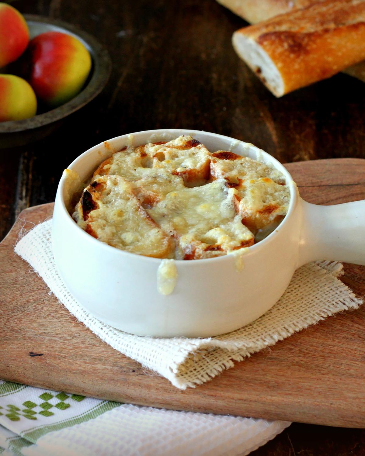 Sweet richness and caramelization is the hallmark of French onion soup. (Lynda Balslev for Tastefood)