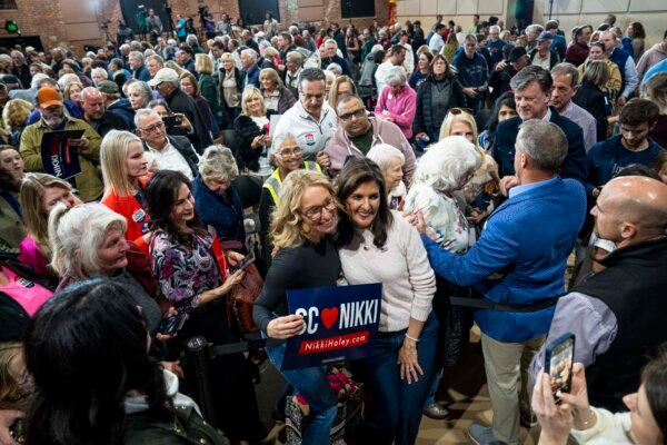 Republican presidential candidate and former U.N. Ambassador Nikki Haley’s supporters attend a campaign event in Greer, S.C., on Feb. 19, 2024. (Madalina Vasiliu/The Epoch Times)