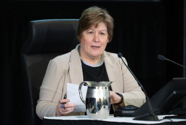 Commissioner Justice Marie-Josee Hogue speaks at the Public Inquiry Into Foreign Interference in Federal Election Processes and Democratic Institutions, in Ottawa on Feb. 2, 2024. (The Canadian Press/Adrian Wyld)