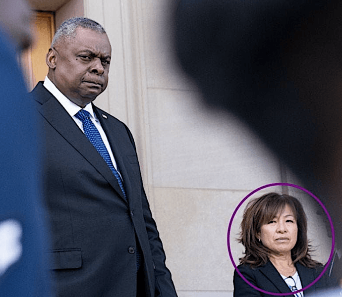 President Joe Biden appointed Kathy Chung to a sensitive job as assistant to Defense Secretary Lloyd Austin. (MarcoPolo501c3.org via RealClearInvestigations)