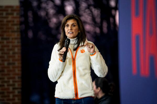 Republican presidential candidate and former U.N. Ambassador Nikki Haley speaks during a campaign event at Clemson University in Clemson, S.C., on Feb. 20, 2024. (Madalina Vasiliu/The Epoch Times)